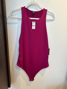 Express Raspberry Scoop Neck Sleeveless Bodysuit